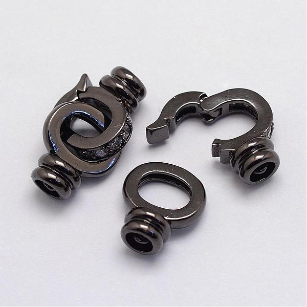 

PandaHall Brass Micro Pave Cubic Zirconia Fold Over Clasps, Lead Free & Nickel Free, Gunmetal, 22x12x6.5mm, Hole: 4mm and 1mm Brass+Cubic...
