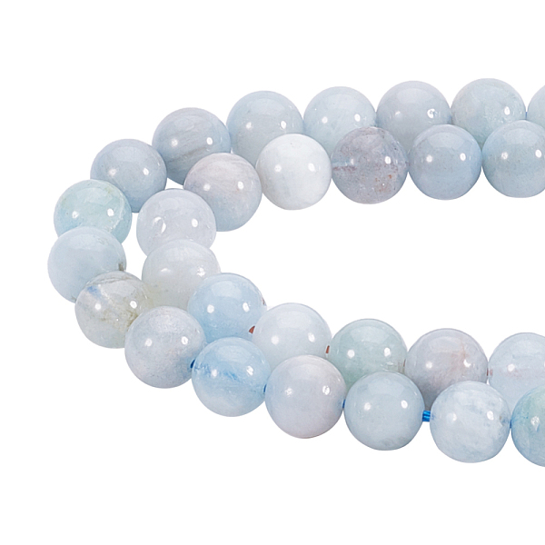 

PandaHall Natural Aquamarine Strands, Round, 8mm, Hole: 1mm, about 46~47pcs/strand, 15.2 inch(38.5cm) Aquamarine Round