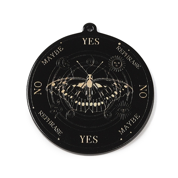 

PandaHall Acrylic Pendants, Flat Round, Butterfly, 41x2x38mm, Hole: 1mm Acrylic Butterfly Black