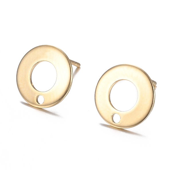

PandaHall 304 Stainless Steel Stud Earring Findings, Donut, Real 18k Gold Plated, 10.3mm, Hole: 1.3mm, Pin: 0.7mm 304 Stainless Steel Donut