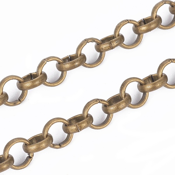 

PandaHall Iron Rolo Chains, Belcher Chain, Unwelded, Antique Bronze, 6x2mm Iron