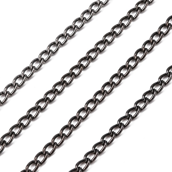 

PandaHall Iron Twisted Chains Curb Chains, Unwelded, Gunmetal, with Spool, Link:4x6mm, 1mm thick, about 164.04 Feet(50m)/roll Iron