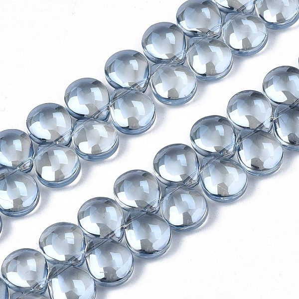 

PandaHall Electroplate Glass Beads Strand, Pearl Luster Plated, Teardrop, Aqua, 10x12x5mm, Hole: 0.8mm, about 82~99pcs/strand, 16.93 inch~..., Cyan