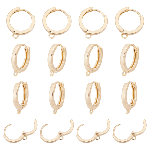 

PandaHall ARRICRAFT 8 Pairs Brass Hoop Earring Findings, with Horizontal Loops, Golden, 15.5x13.5x2mm, Hole: 1.5mm, Pin: 0.8mm Brass