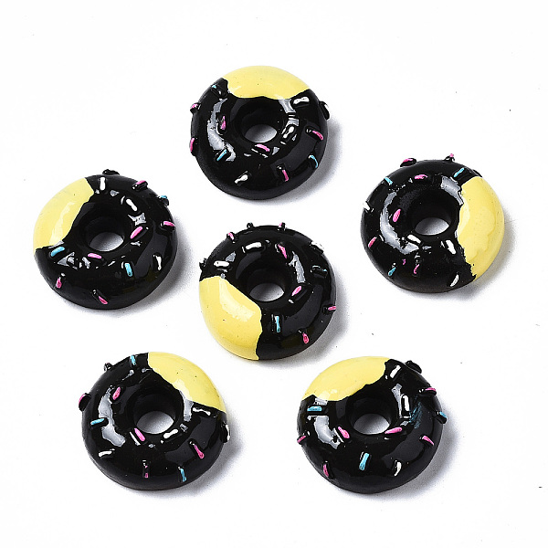 

PandaHall Spray Painted Resin Cabochons, Donut, Black, 21.5~22.5x22~23x8.5mm Resin Donut Black