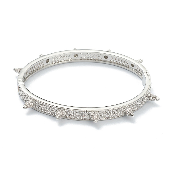 

PandaHall Brass Micro Pave Clear Cubic Zirconia Bangles, Long-Lasting Plated, Cone, Real Platinum Plated, Inner Diameter: 2-1/8 inch(5.5cm)...