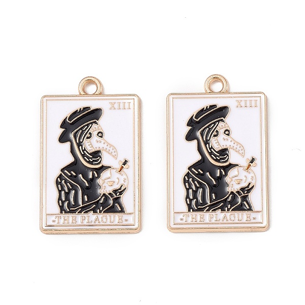 

PandaHall Alloy Enamel Pendants, Light Gold, Tarot Style, Rectangle with Plague Doctor Crow Charm, Black, 26.5x16.5x1.5mm, Hole: 2mm...