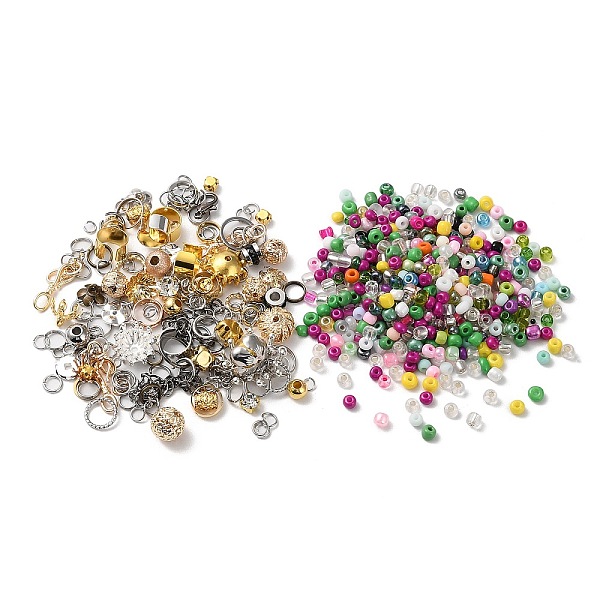 

PandaHall DIY Jewelry Making Finding Kit, Including Glass Round Seed Beads, Brass Findings, Mixed Style, Mixed Color, 140g/set Glass Mixed..., Multicolor