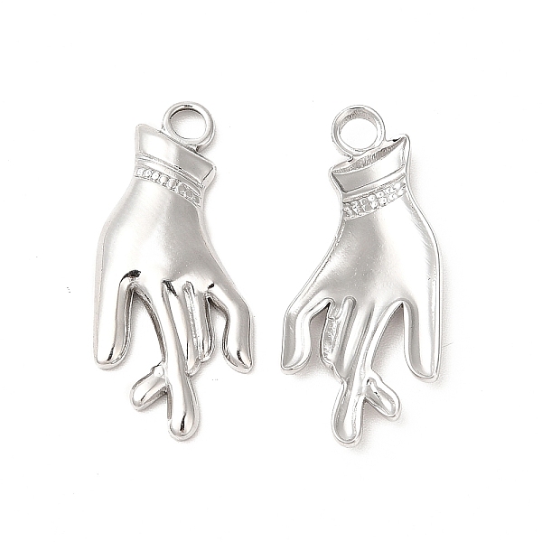 

PandaHall 304 Stainless Steel Pendants, Hand Charms, Stainless Steel Color, 27x12x2.5mm, Hole: 3mm 304 Stainless Steel Palm