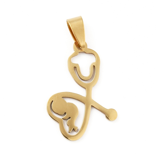 

PandaHall 201 Stainless Steel Pendants, Stethoscope, Golden, 30x21.5x1.5mm, Hole: 8x4mm 201 Stainless Steel Others