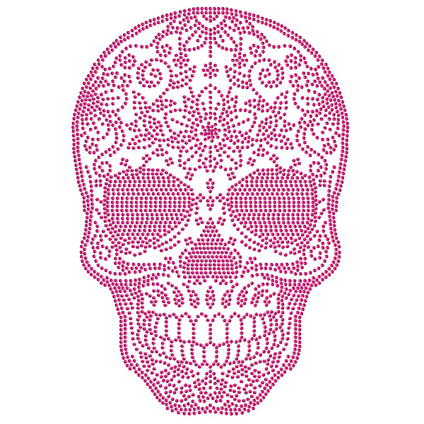 

PandaHall Bling Rhinestone Pink Skull Sticker, Iron on Appliques Gemstone Border Sticker Glass Hotfix Rhinestone for Art Craft Clothing Car...