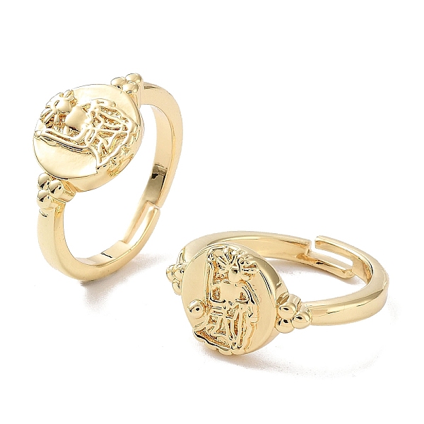 

PandaHall Brass Adjustable Rings for Women, Human, Real 18K Gold Plated, Inner Diameter: 18mm Brass Human
