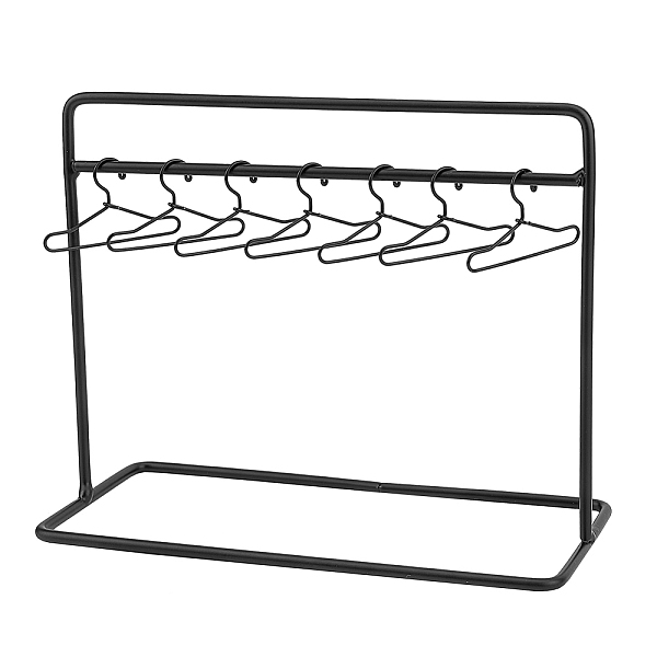 PandaHall SUPERFINDINGS Iron Doll Clothes Rack Hangers Set 150x70x120mm Black Mini Metal Clothing Rack with 10Pcs Tiny Doll Dress Outfit...