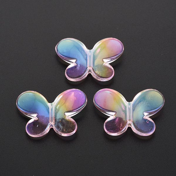 

PandaHall Transparent Acrylic Cabochons, Rainbow Color Plated, Butterfly, Pink, 21.5x29x6mm, Hole: 2mm Acrylic Butterfly Pink