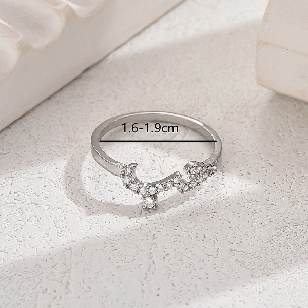 

PandaHall Shiny Brass LOVE Ring with Cubic Zirconia for Women Casual Holiday, Platinum, US Size 6(16.5mm) Brass