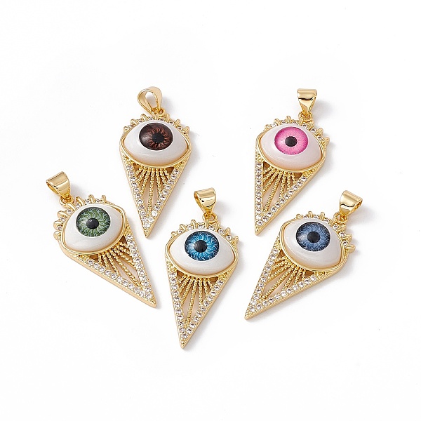 

PandaHall Rack Plating Brass Micro Pave Cubic Zirconia Pendants, with Resin, Cadmium Free & Nickel Free & Lead Free, Real 18K Gold Plated..., Multicolor