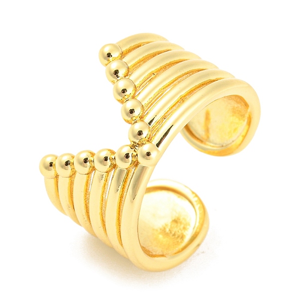 

PandaHall Hollow V -Shaped Brass Open Cuff Rings, Lead Free & Cadmium Free, Real 18K Gold Plated, US Size 6(16.5mm) Brass