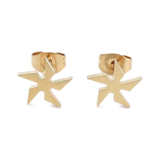 

PandaHall Vacuum Plating 304 Stainless Steel Stud Earrings for Women, Windmill, Golden, 9.5x10mm 304 Stainless Steel Others