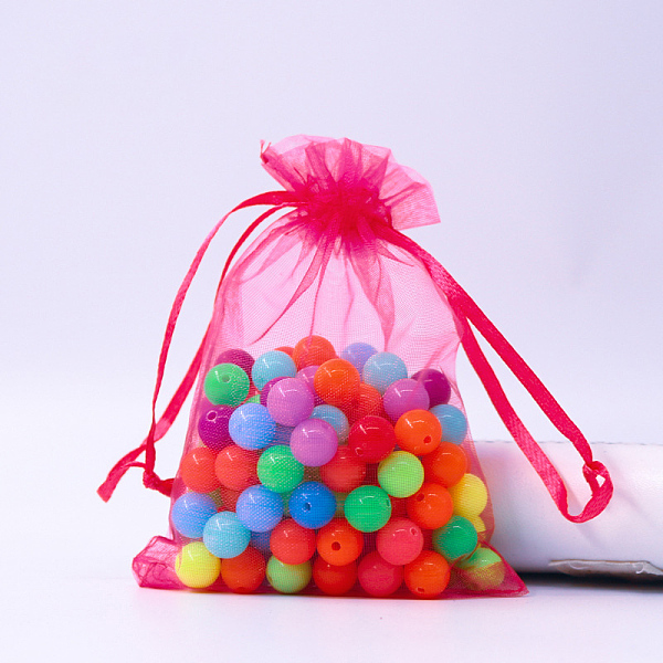 

PandaHall Rectangle Organza Drawstring Bags, Camellia, 9x7cm Organza Rectangle Pink