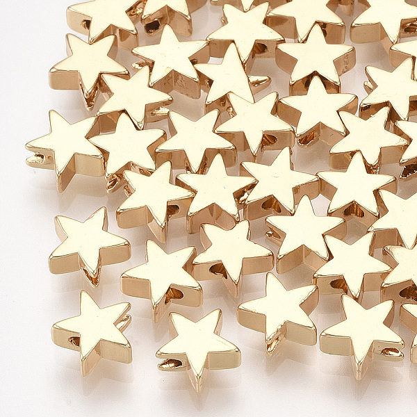 

PandaHall Brass Beads, Star, Real 18K Gold Plated, 6x6x3mm, Hole: 1mm Brass Star