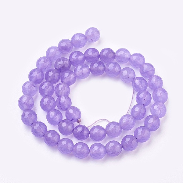 

PandaHall Natural Malaysia Jade Beads Strands, Dyed, Faceted, Round, Medium Purple, 12mm, Hole: 1.2mm, about 32pcs/strand, 14.9 inch...