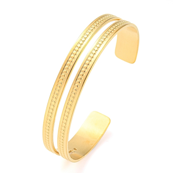 

PandaHall 304 Stainless Steel Open Cuff Bangles, Golden, Inner Diameter: 2-3/8x2-1/8 inch(6x5.25cm) 304 Stainless Steel
