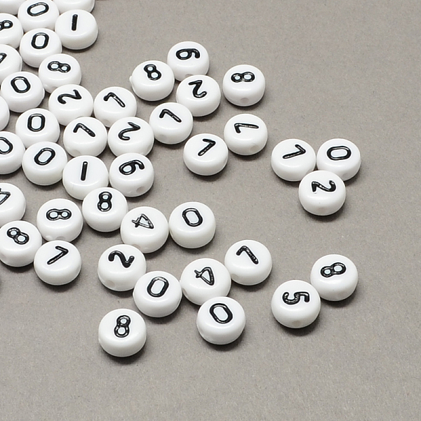 

PandaHall White and Black Acrylic , Flat Round with Mixed, 7x4mm, Hole: 1.3mm, about 3600pcs/500g Acrylic Number Black