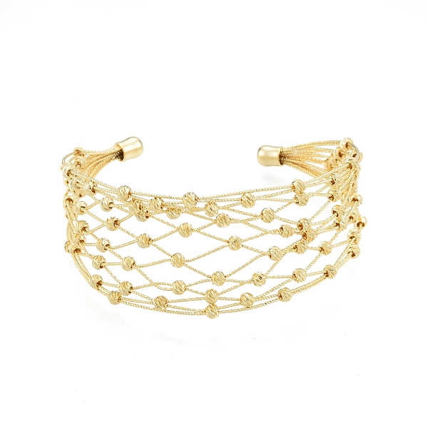 

PandaHall Brass Wire Wrap Open Cuff Bangle, Hollow Wide Bangle for Women, Golden, Inner Diameter: 2-3/8 inch(5.9cm) Brass