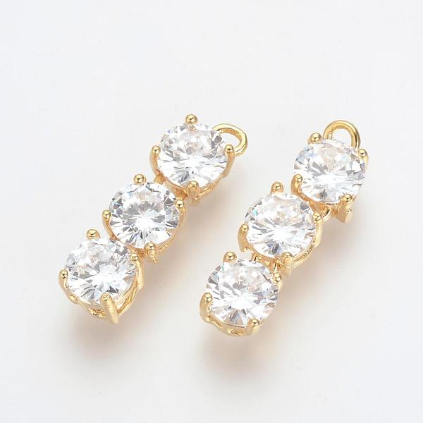 

PandaHall Brass Cubic Zirconia Pendants, Nickel Free, Real 18K Gold Plated, 22x6x5mm, Hole: 1.5mm Brass+Cubic Zirconia Others