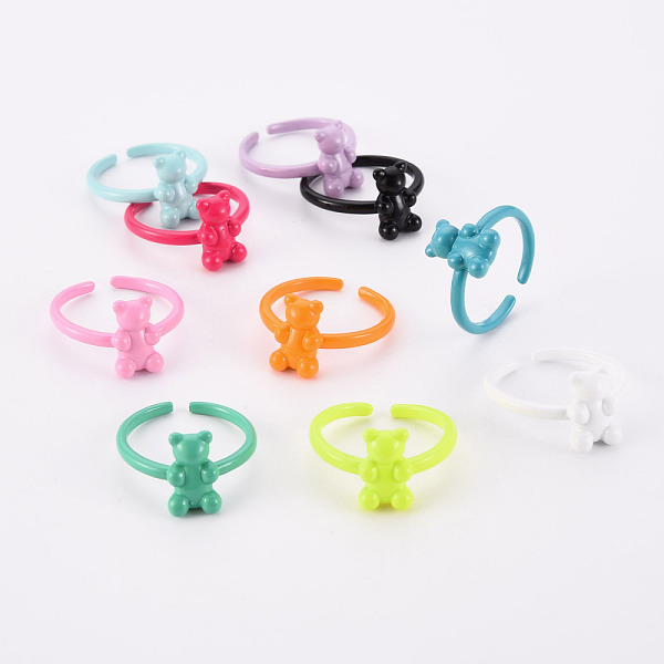 

PandaHall Spray Painted Brass Cuff Rings, Open Rings, Cadmium Free & Nickel Free & Lead Free, Bear, Mixed Color, US Size 6, Inner Diameter..., Multicolor