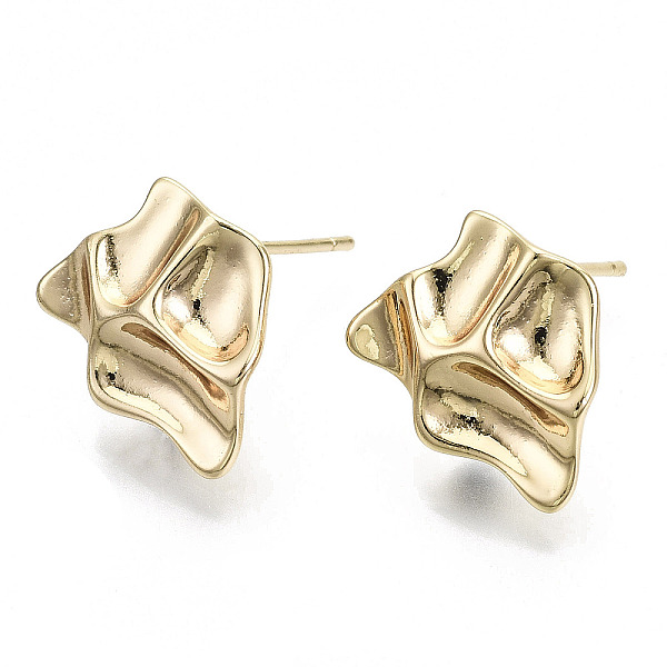 

PandaHall Brass Stud Earring Findings, with Loop, Nickel Free, Twist, Real 18K Gold Plated, 12x15mm, Hole: 1mm, Pin: 0.7mm Brass Twist
