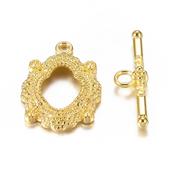 

PandaHall Alloy Toggle Clasps, Cadmium Free & Lead Free, Antique Golden Color, Oval: 24x17mm, Hole: 2mm, Bar: 26x7mm, Hole: 2.5mm Alloy Oval