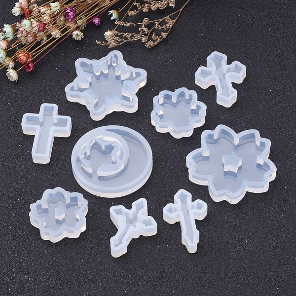 

PandaHall DIY Silicone Molds, Resin Casting Molds, For UV Resin, Epoxy Resin Jewelry Making, Flower & Cross, Clear, 32.5~52x25~52x7~8mm...