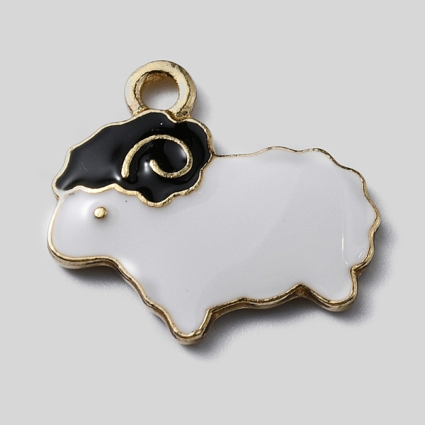 

PandaHall Alloy Enamel Pendants, Light Gold, Sheep Charm, Black, 18.5x20x2mm, Hole: 2mm Alloy+Enamel Sheep Black