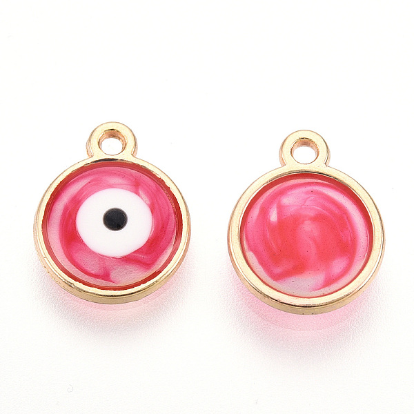 

PandaHall Epoxy Resin Enamel Evil Eye Charms, with Rack Plating Light Gold Tone Alloy Open Back Bezel, Cadmium Free & Nickel Free & Lead..., Red
