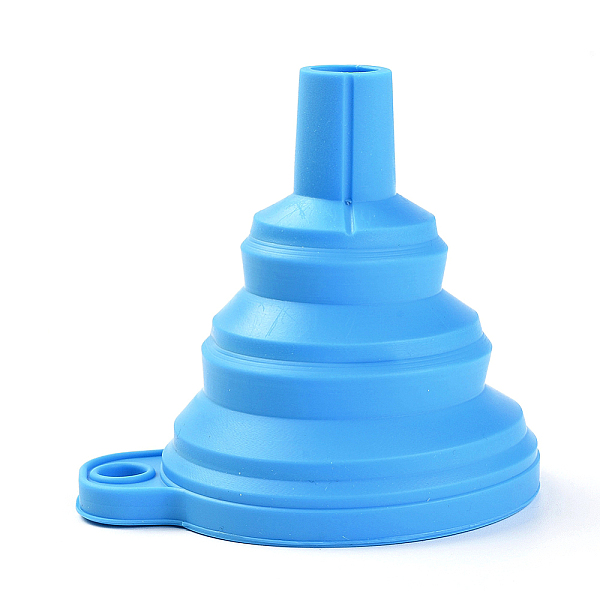 PandaHall Portable Foldable Silicone Funnel Hopper, for Water Bottle Liquid Transfer, Deep Sky Blue, 7.5x6.1x7.2cm, Unfold: 6.1x7.5x7.2cm...