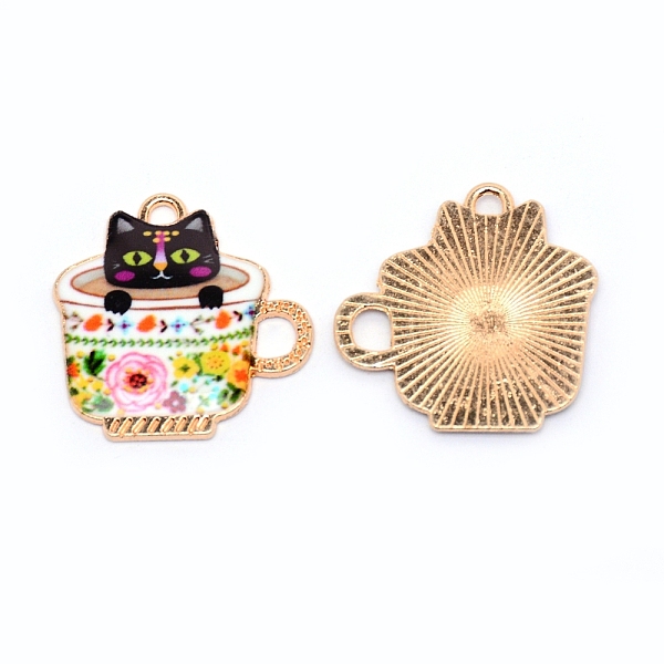 

PandaHall Japanese Style Print Alloy Enamel Pendants, Cup with Cat Charms, Cadmium Free & Lead Free, White, 22.7x22.5x1.8mm, Hole: 1.8mm and...