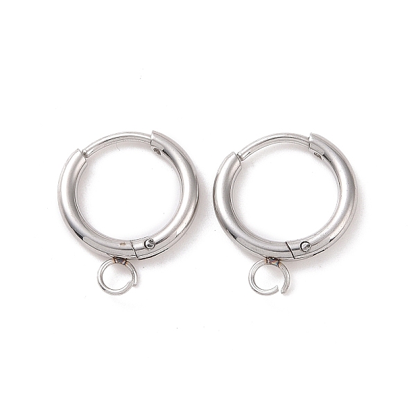 

PandaHall 304 Stainless Steel Huggie Hoop Earring Findings, with Horizontal Loop, Stainless Steel Color, 12 Gauge, 17x14x2mm, Hole: 2.5mm...
