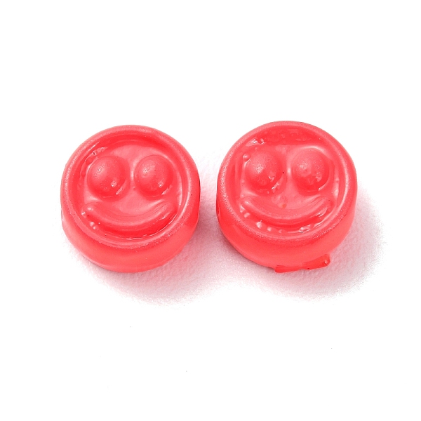 

PandaHall Spray Painted Alloy Beads, Flat Round with Smiling Face, Light Coral, 7.5x4mm, Hole: 2mm Alloy Flat Round