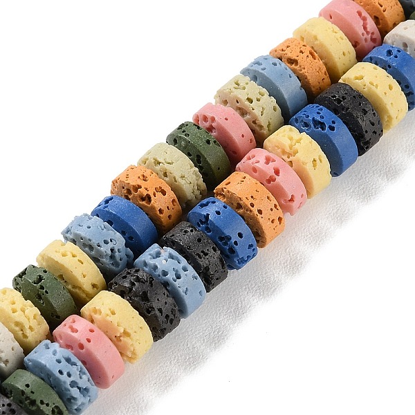 

PandaHall Synthetic Lava Rock Dyed Beads Strands, Rondelle, Mixed Color, 8~8.5x4mm, Hole: 0.7mm, about 90pcs/strand, 14.96''(38cm) Lava Rock..., Multicolor