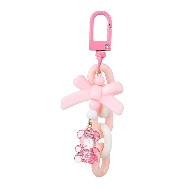 

PandaHall Bowknot & Bear Acrylic Pendant Decorations, with Alloy Swivel Snap Hooks Clasps, for Bag Ornaments, Pink, 89mm, Pendants...