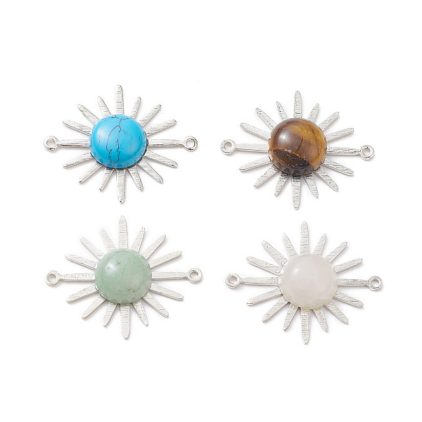 

PandaHall Mixed Gemstone Connector Charms, with Platinum Plated Brass Sun Links, Long-Lasting Plated, 22.5x27x5.5mm, Hole: 0.7mm Mixed Stone...