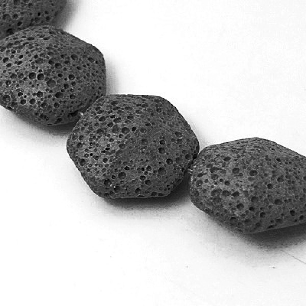 

PandaHall Natural Lava Rock Beads Strands, Dyed, Hexagon, Black, 22x22x10mm, Hole: 1mm Lava Rock Hexagon Black