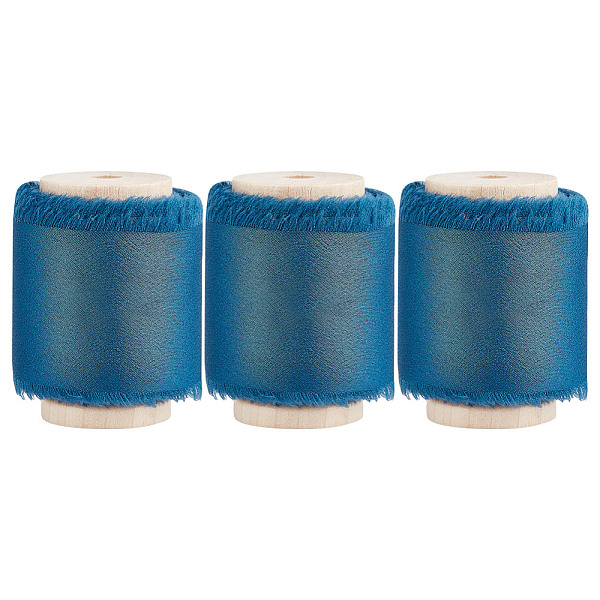 3 Rolls Polyester Satin Frayed Ribbon
