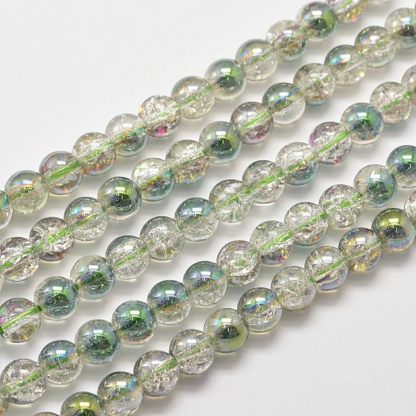 

PandaHall Electroplate Synthetic Crackle Quartz Bead Strands, Round Half Rainbow Plated, Dark Sea Green, 10mm, Hole: 1mm, about 40pcs/strand...