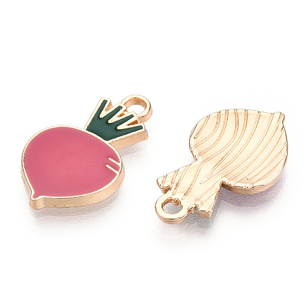 

PandaHall Eco-Friendly Zinc Alloy Pendants, with Enamel, Cadmium Free & Nickel Free & Lead Free, Turnip, Light Gold, Cerise, 19x12x2mm, Hole..., Red