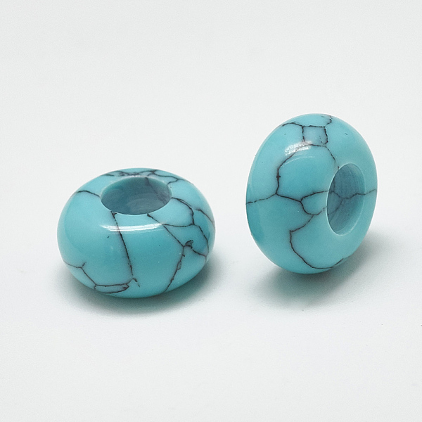 

PandaHall Synthetic Turquoise Beads, Dyed, Rondelle, Medium Turquoise, 8x5.5mm, Hole: 2.5mm Synthetic Turquoise Rondelle Cyan