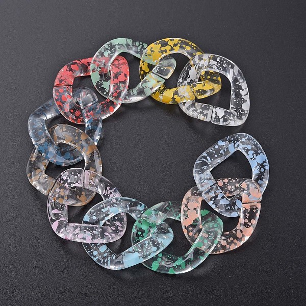 

PandaHall Transparent Acrylic Linking Rings, Quick Link Connectors, for Curb Chains Making, Twist Oval, Mixed Color, 40x33x10mm, Inner..., Multicolor