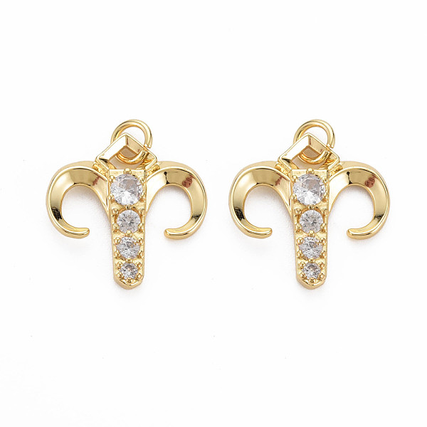 

PandaHall Brass Micro Pave Cubic Zirconia Pendants, Nickel Free, Real 18K Gold Plated, Aries, Clear, 17.5x17.5x3mm, Hole: 3mm Brass+Cubic...