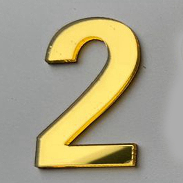 

PandaHall Acrylic Mirror Wall Stickers, with Adhesive Back, Number, Gold, Num.2, 48mm Acrylic Number Gold